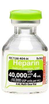 Heparin Sodium Injection, USP 40,000 USP units per 4 mL SDV